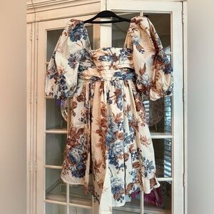 A&F Emerson poplin puff sleeve mini dress in autumn floral XS